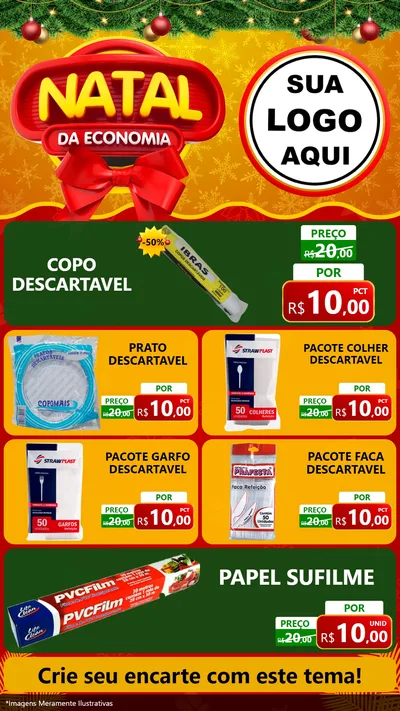 Modelo de TV para TV Vertical com o tema Natal da Economia para Embalagens