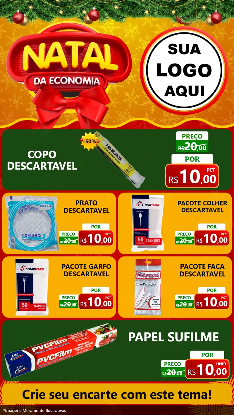 Modelo de TV para TV Vertical com o tema Natal da Economia para Embalagens