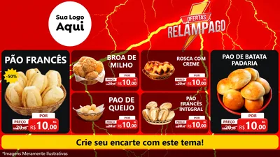 Modelo de TV para TV Horizontal com o tema Ofertas Relâmpago para Padaria