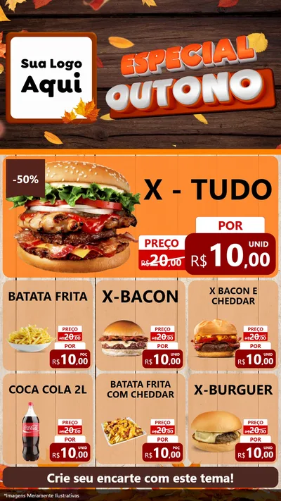 Modelo de Rede Social para Stories com o tema Especial Outono para Hamburgueria