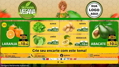 Modelo de TV para TV Horizontal com o tema Semana Vegana para Hortifrúti