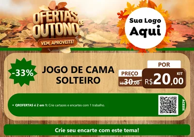 Modelo de Cartaz para Cartaz A4 Horizontal com o tema Ofertas de Outono - Vem, Aproveite! para Cama, Mesa e Banho