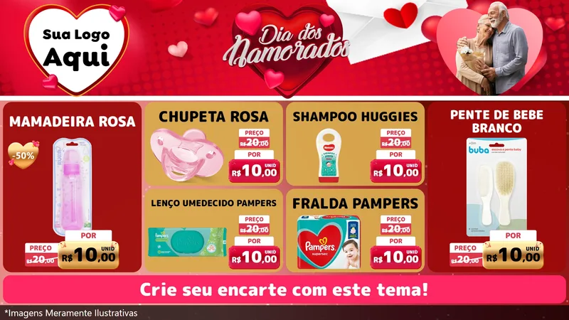 Modelo de TV para TV Horizontal com o tema Dia Dos Namorados para Bebês