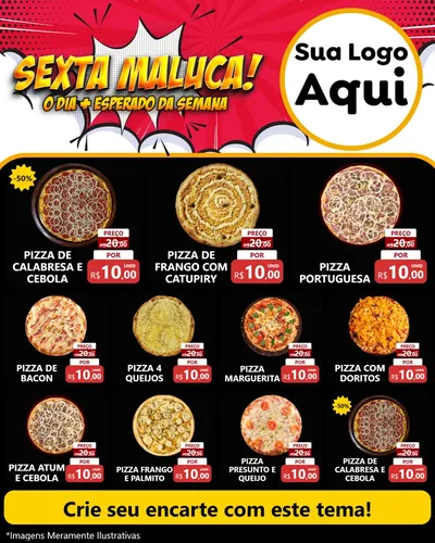 Modelo de Rede Social para Feed Instagram com o tema Sexta Maluca! para Pizzaria