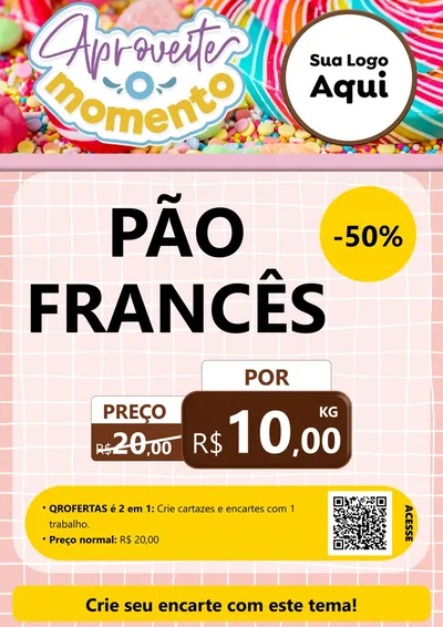 Modelo de Cartaz para Cartaz A4 Vertical com o tema Aproveite o Momento - Doces para Padaria