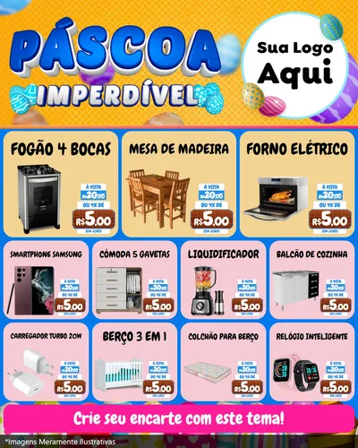 Modelo de Rede Social para Feed Instagram com o tema Páscoa Imperdível para Móveis e Eletro