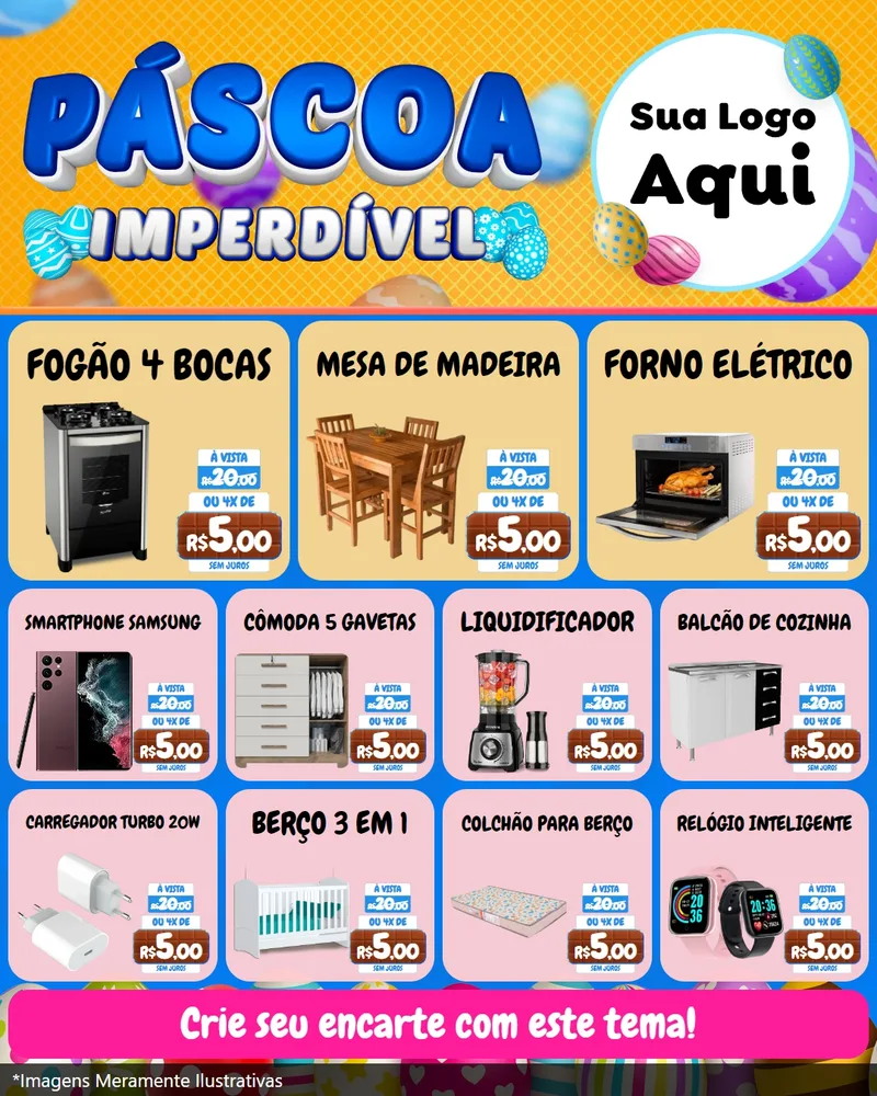 Modelo de Rede Social para Feed Instagram com o tema Páscoa Imperdível para Móveis e Eletro