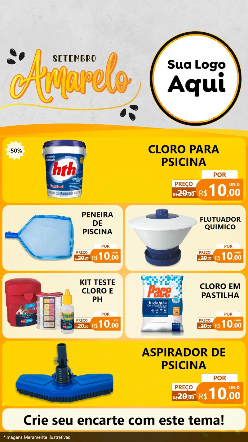 Modelo de TV para TV Vertical com o tema Setembro Amarelo para Produtos para Piscina
