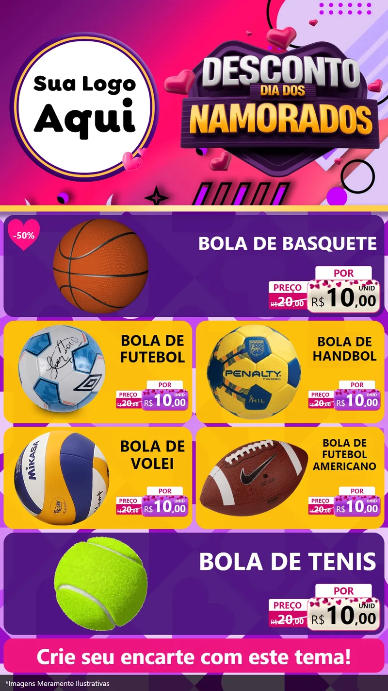 Modelo de TV para TV Vertical com o tema Desconto Dia dos Namorados para Artigos Esportivos