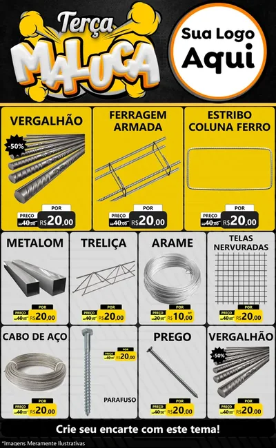 Modelo de Encarte para Encarte Grande com o tema Terça Maluca para Ferragens
