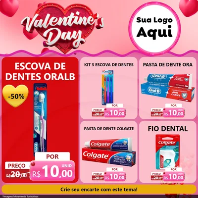 Modelo de Rede Social para Feed Facebook com o tema Valentine's Day para Higiene Pessoal