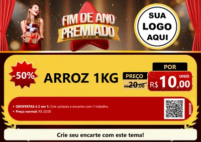 Modelo de Cartaz para Cartaz A4 Horizontal com o tema Fim de Ano Premiado para Supermercado