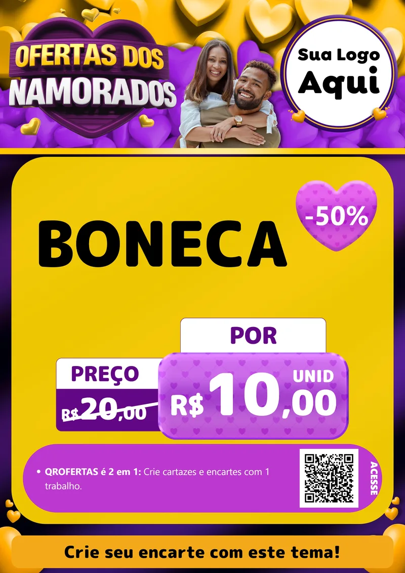 Modelo de Cartaz para Cartaz A4 Vertical com o tema Oferta Dos Namorados para Brinquedos
