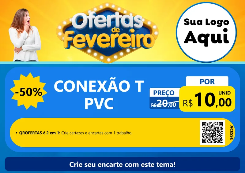 Modelo de Cartaz para Cartaz A4 Horizontal com o tema Ofertas de Fevereiro para Tubos e conexões