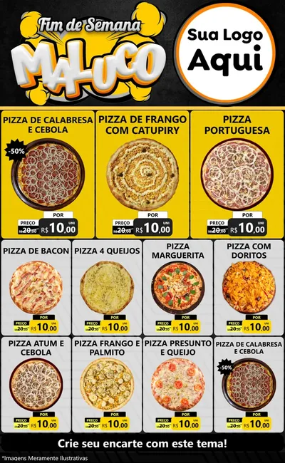 Modelo de Encarte para Encarte Grande com o tema Fim de Semana Maluco para Pizzaria