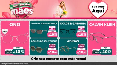 Modelo de TV para TV Horizontal com o tema Feliz Dia das Mães para Óticas
