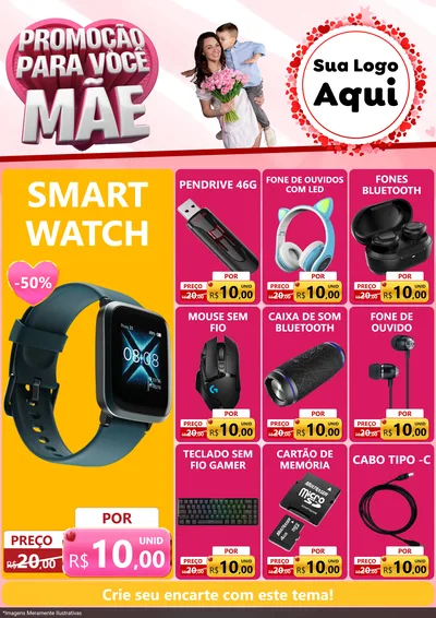 Modelo de Encarte para Encarte A4 Vertical com o tema Promoção Para Você Mãe para Informática