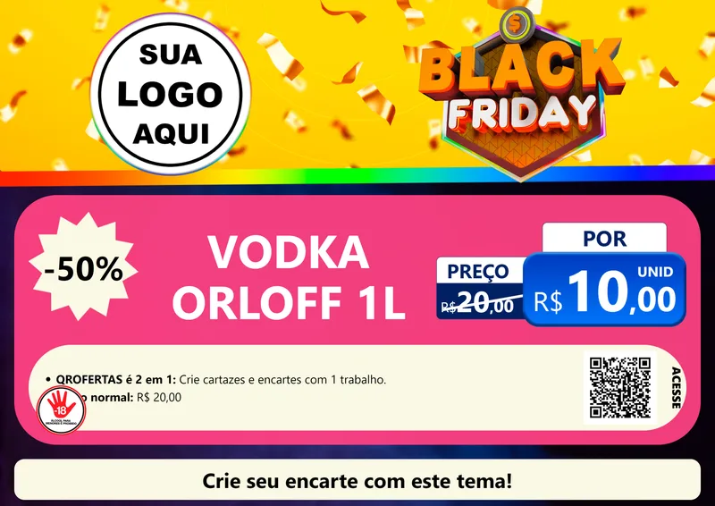 Modelo de Cartaz para Cartaz A4 Horizontal com o tema Black Friday para Distribuidora de bebidas