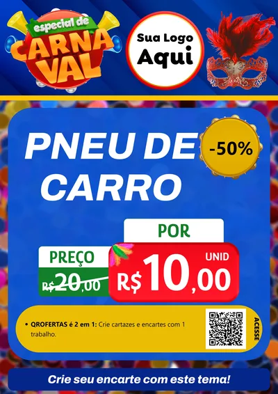Modelo de Cartaz para Cartaz A4 Vertical com o tema Especial de Carnaval para Auto peças