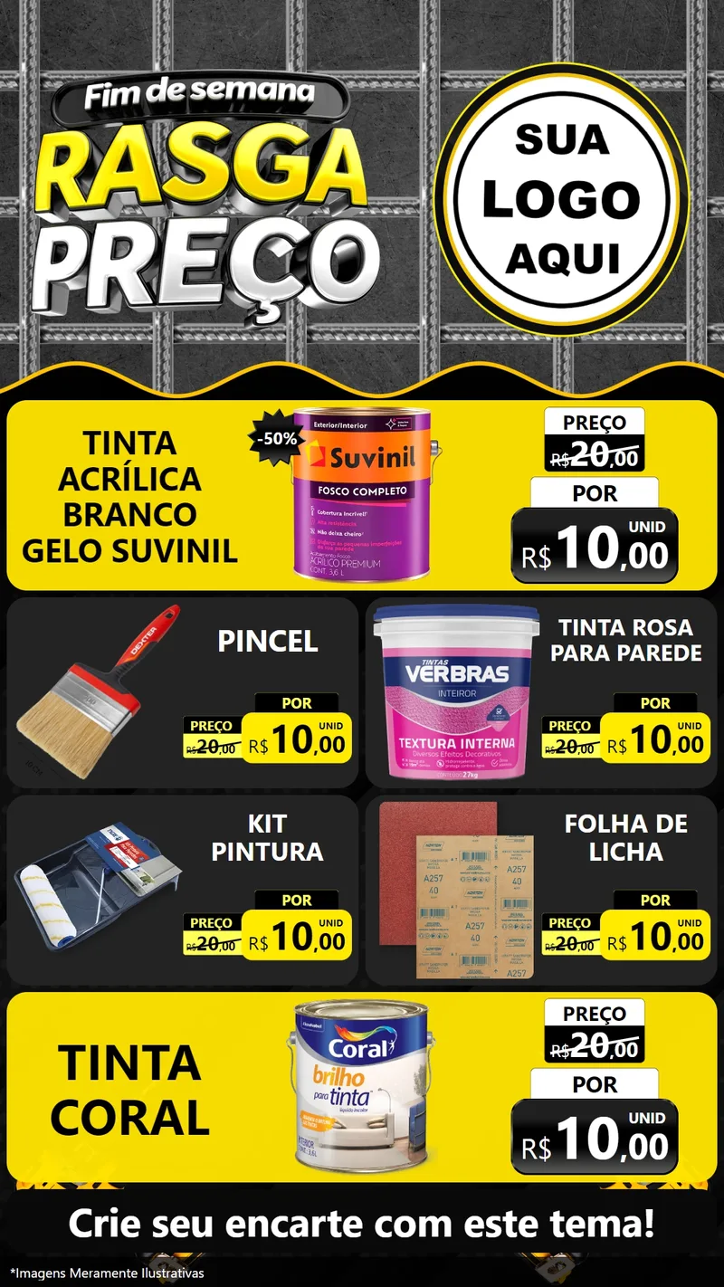 Modelo de TV para TV Vertical com o tema Fim de Semana Rasga Preço para Tintas e Ferramentas