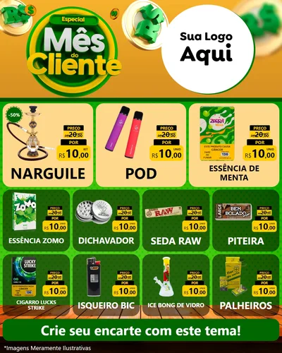 Modelo de Rede Social para Feed Instagram com o tema Especial Mês do Cliente para Tabacaria