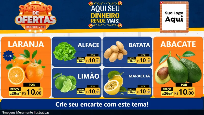 Modelo de TV para TV Horizontal com o tema Sábado de Ofertas Imperdíveis para Hortifrúti