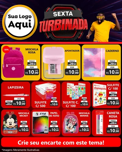 Modelo de Rede Social para Feed Instagram com o tema Sexta Turbinada para Papelaria