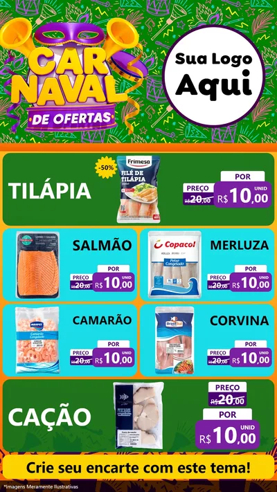 Modelo de TV para TV Vertical com o tema Carnaval de Ofertas para Peixaria