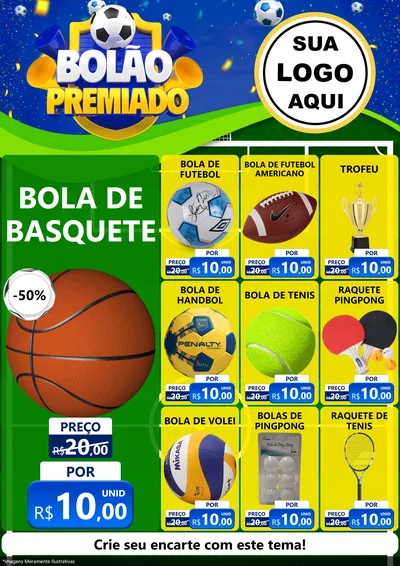 Modelo de Encarte para Encarte A4 Vertical com o tema Bolão Premiado para Artigos Esportivos
