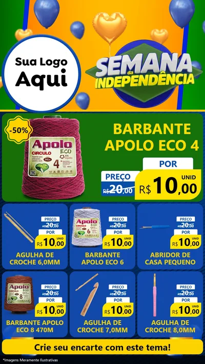Modelo de Rede Social para Stories com o tema Semana da Independência para Armarinho e Aviamentos