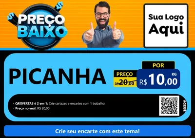 Modelo de Cartaz para Cartaz A4 Horizontal com o tema Preço Baixo para Açougue