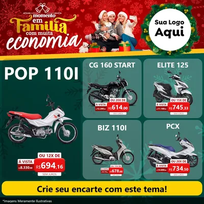 Modelo de Rede Social para Feed Facebook com o tema Momento em Família (Natal) para Concessionaria de Motos