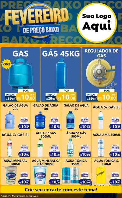 Modelo de Encarte para Encarte Grande com o tema Fevereiro de Preço Baixo para Água e gás