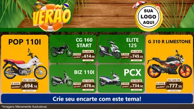Modelo de TV para TV Horizontal com o tema Verão para Concessionaria de Motos