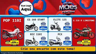 Modelo de TV para TV Horizontal com o tema Dia Das Mães Imperdível para Concessionaria de Motos