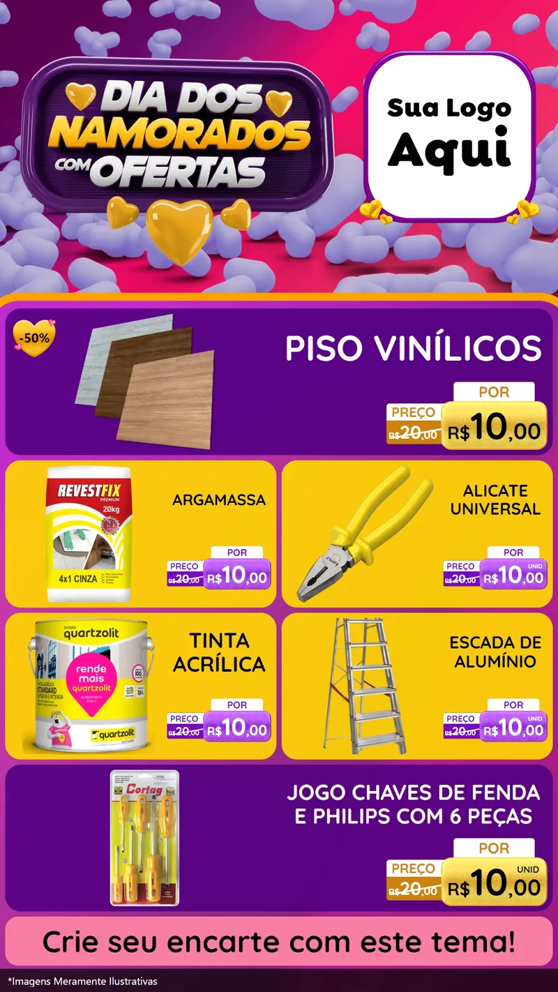 Modelo de TV para TV Vertical com o tema Dia Dos Namorados Com Ofertas para Material para Construção