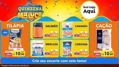 Modelo de TV para TV Horizontal com o tema Quinzena Maluca para Peixaria