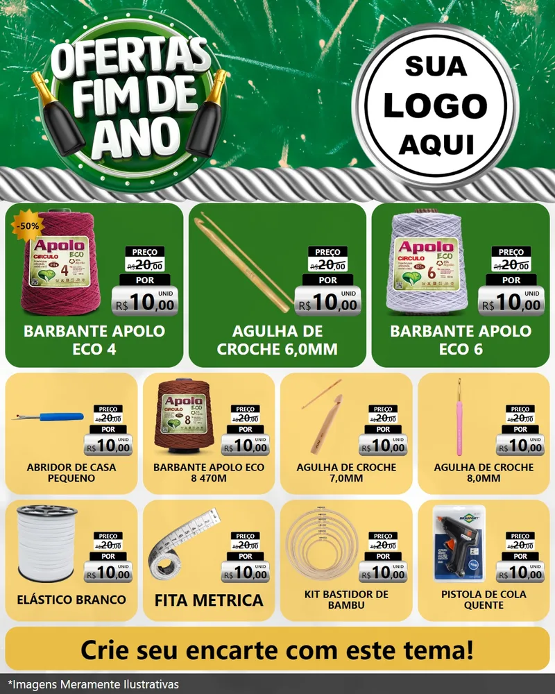 Modelo de Rede Social para Feed Instagram com o tema Ofertas Fim de Ano para Armarinho e Aviamentos