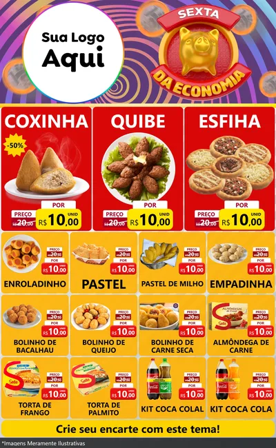 Modelo de Encarte para Encarte Grande com o tema Sexta da Economia para Salgadaria