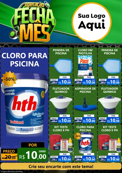Modelo de Encarte para Encarte A4 Vertical com o tema Operação Fecha Mês para Produtos para Piscina