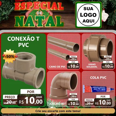 Modelo de Rede Social para Feed Facebook com o tema Especial de Natal para Tubos e conexões