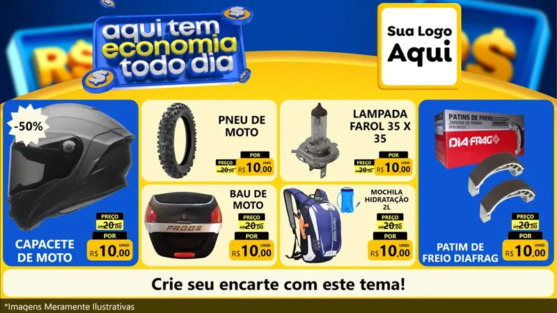 Modelo de TV para TV Horizontal com o tema Aqui Tem Economia Todo Dia para Moto peças