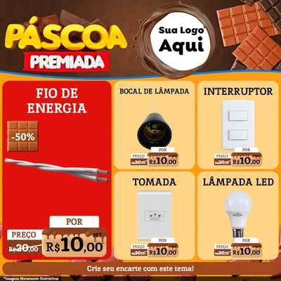 Modelo de Rede Social para Feed Facebook com o tema Páscoa Premiada para Materiais Elétricos