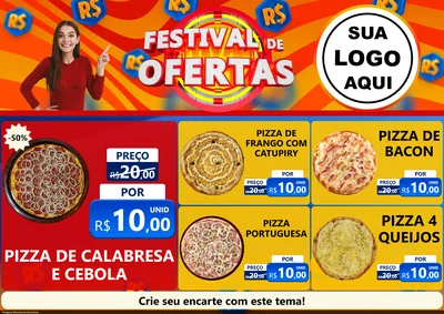 Modelo de Encarte para Encarte A4 Horizontal com o tema Festival de Ofertas para Pizzaria