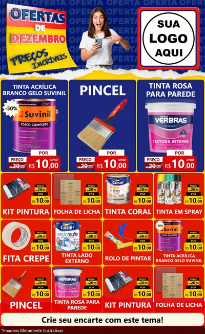 Modelo de Encarte para Encarte Grande com o tema Ofertas de Dezembro - Preços Incríveis para Tintas e Ferramentas