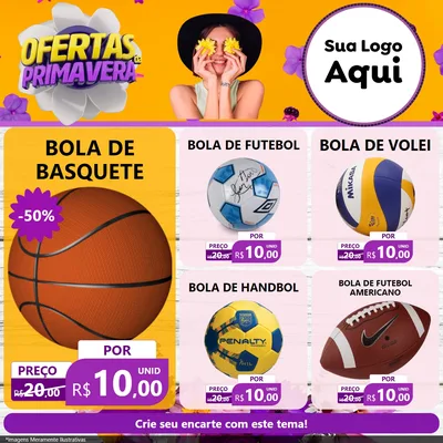Modelo de Rede Social para Feed Facebook com o tema Ofertas Da Primavera para Artigos Esportivos