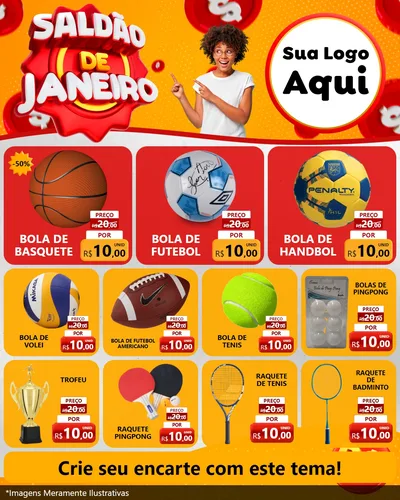 Modelo de Rede Social para Feed Instagram com o tema Saldão de Janeiro para Artigos Esportivos