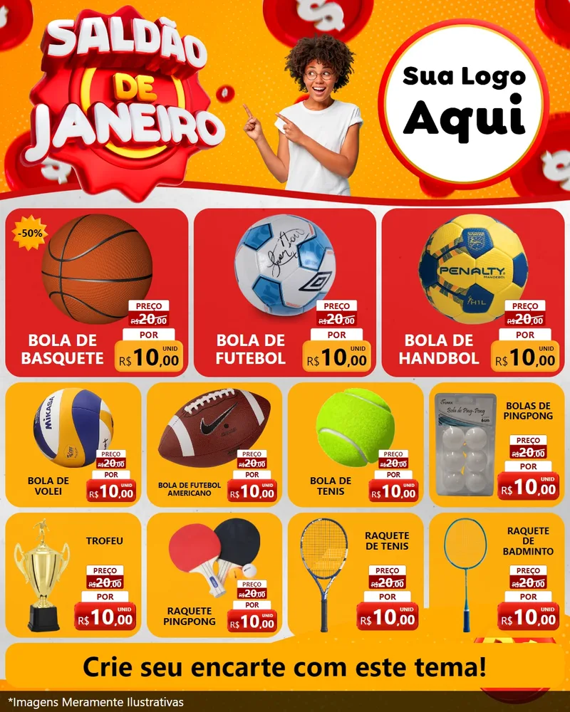 Modelo de Rede Social para Feed Instagram com o tema Saldão de Janeiro para Artigos Esportivos