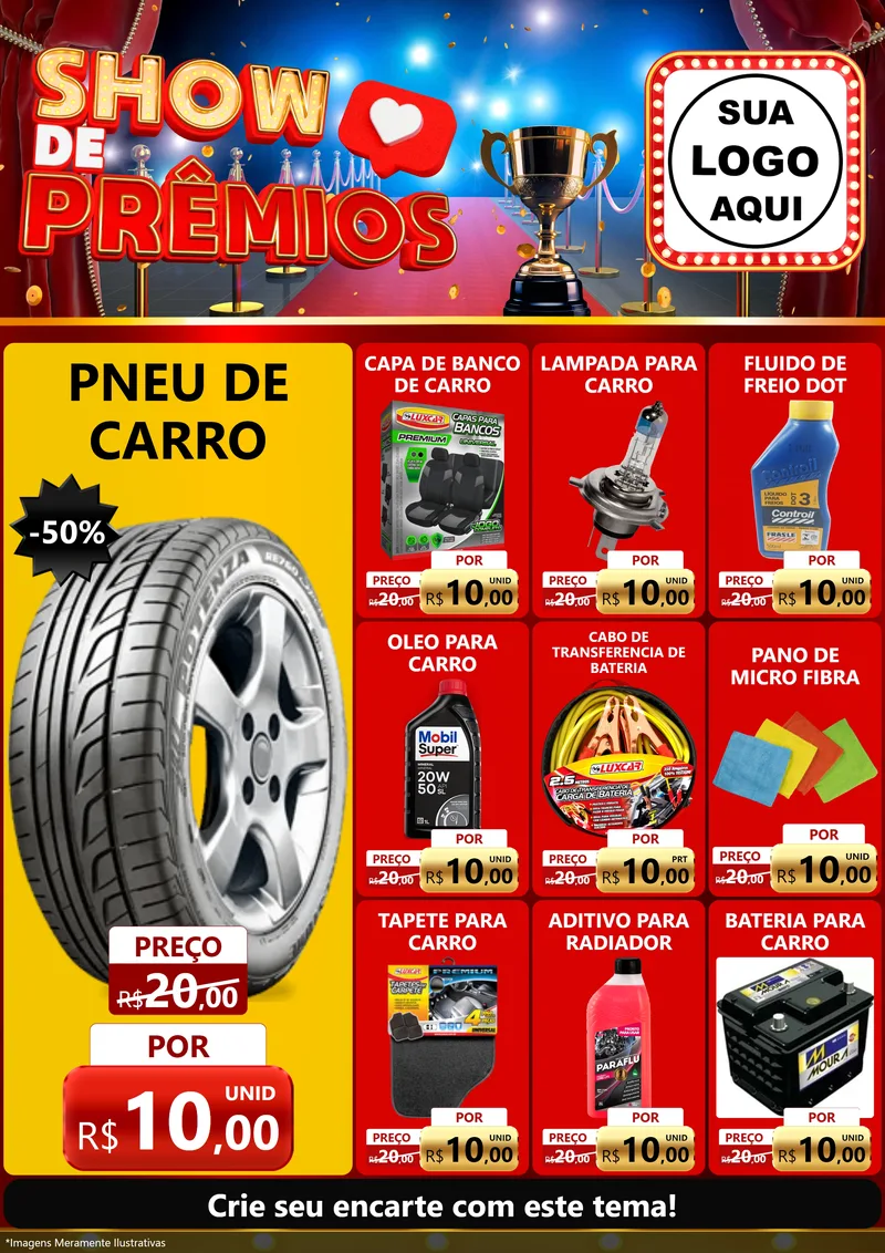 Modelo de Encarte para Encarte A4 Vertical com o tema Show de Prêmios para Auto peças