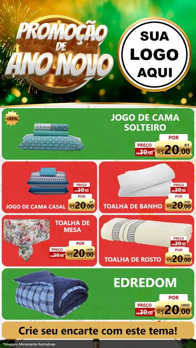 Modelo de TV para TV Vertical com o tema Promoção de Ano Novo para Cama, Mesa e Banho